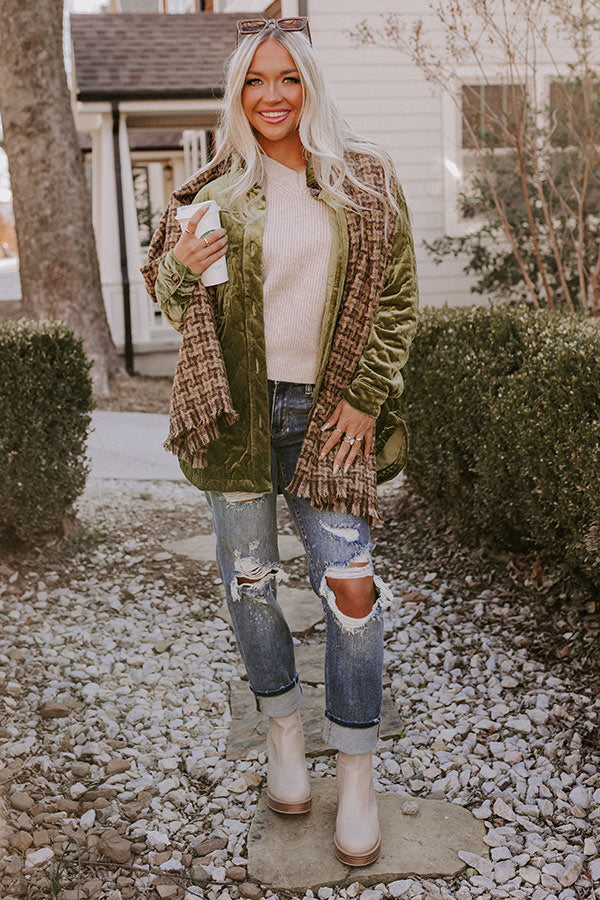 Warmest Wishes Velvet Jacket In Lime Image - 2
