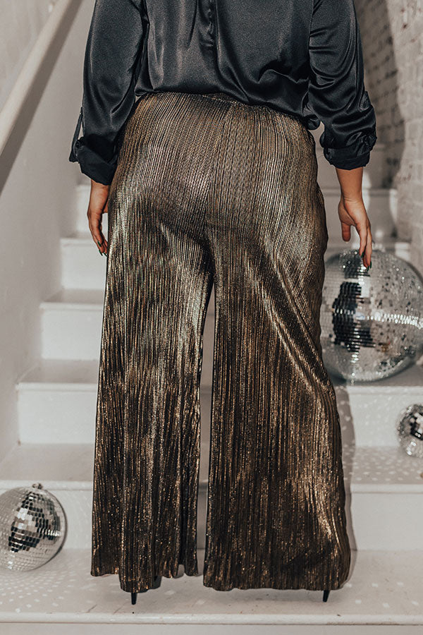 Endless Nights Pleated Pants In Gold Curves Image - 5