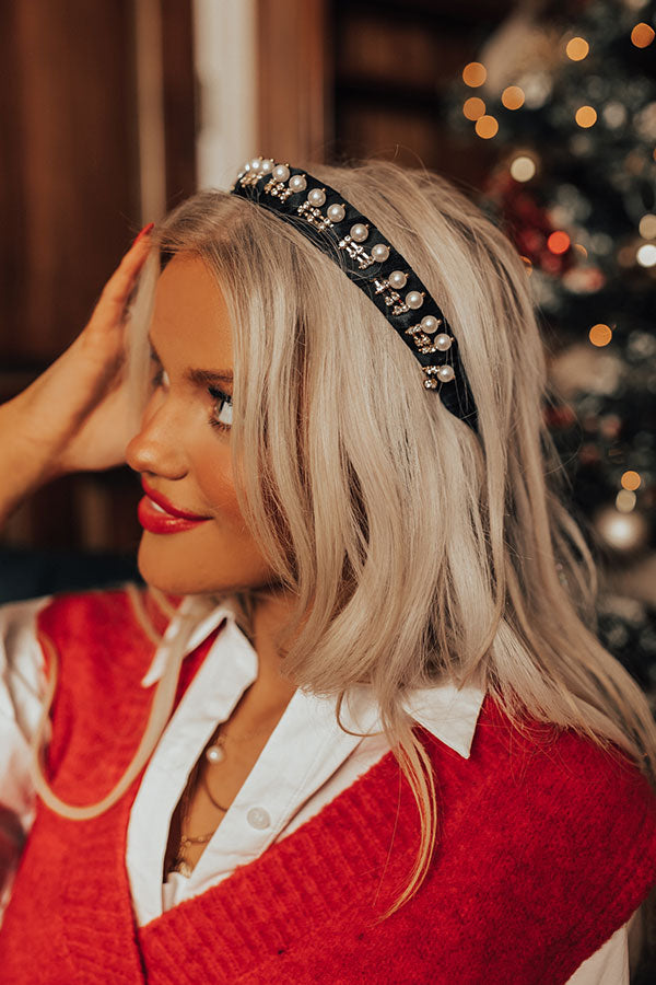 Small Town Romance Embellished Headband In Black Image - 1