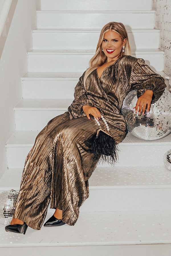 Endless Nights Pleated Jumpsuit In Gold Curves Image - 1