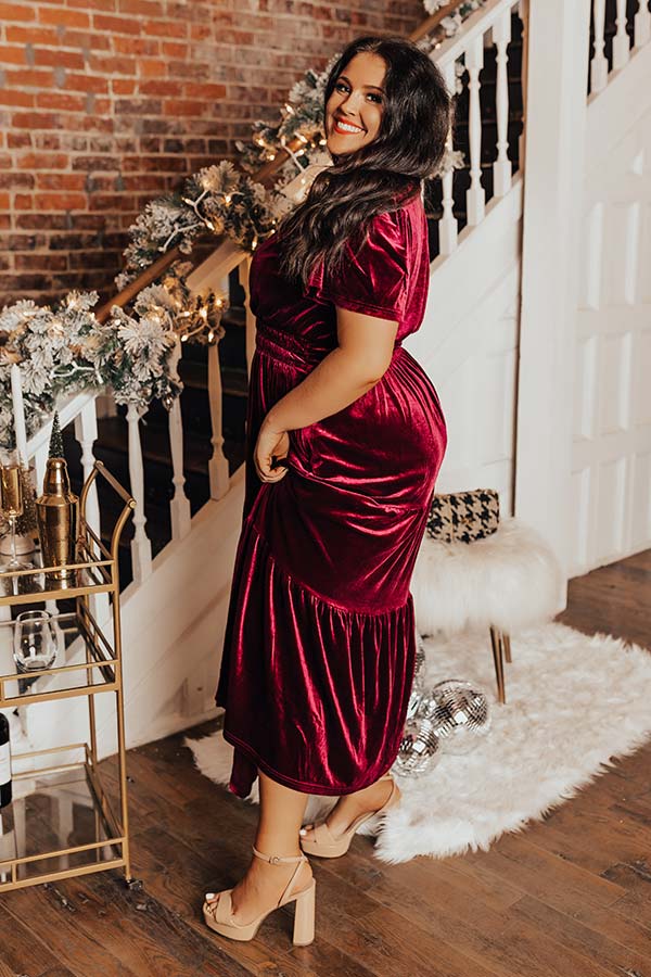 Better By Moonlight Velvet Maxi Dress In Wine Curves Image - 2