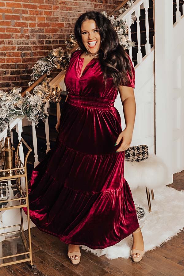 Better By Moonlight Velvet Maxi Dress In Wine Curves Image - 1