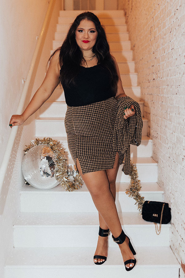 New York Groove Houndstooth Skirt Curves
