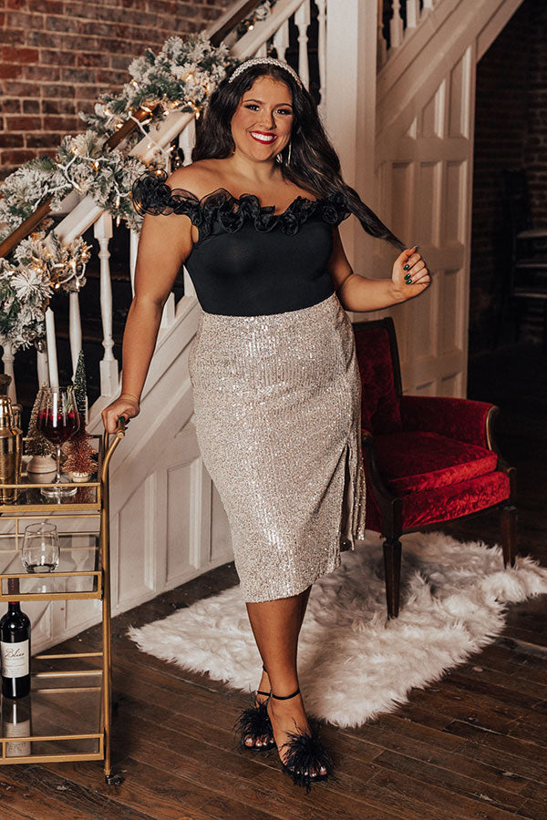 Twinkle Lights Sequin Skirt In Champagne Curves Image - 4