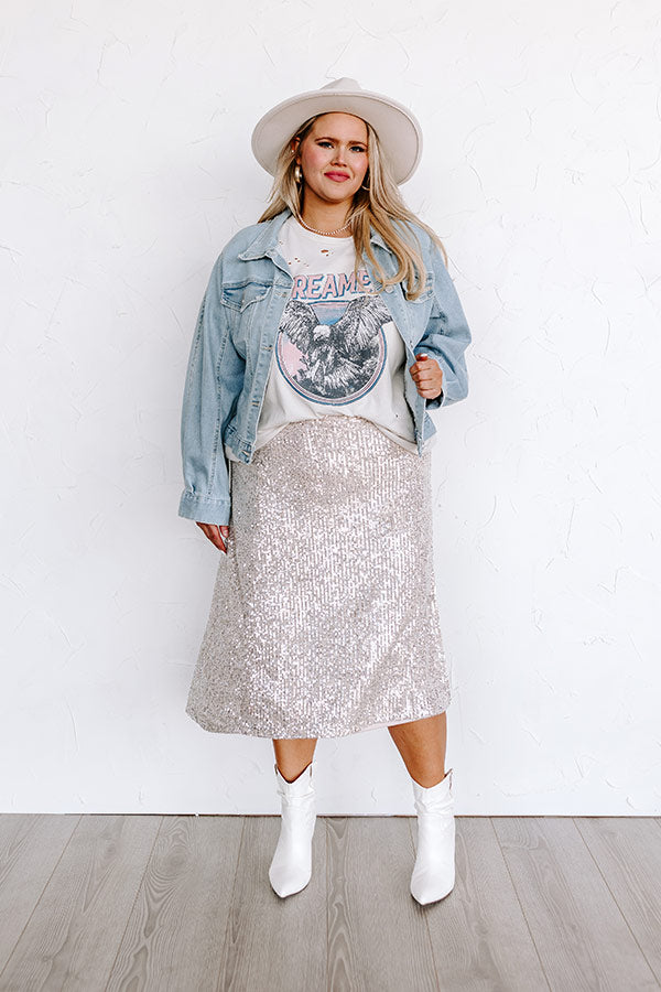 Twinkle Lights Sequin Skirt In Champagne Curves Image - 3