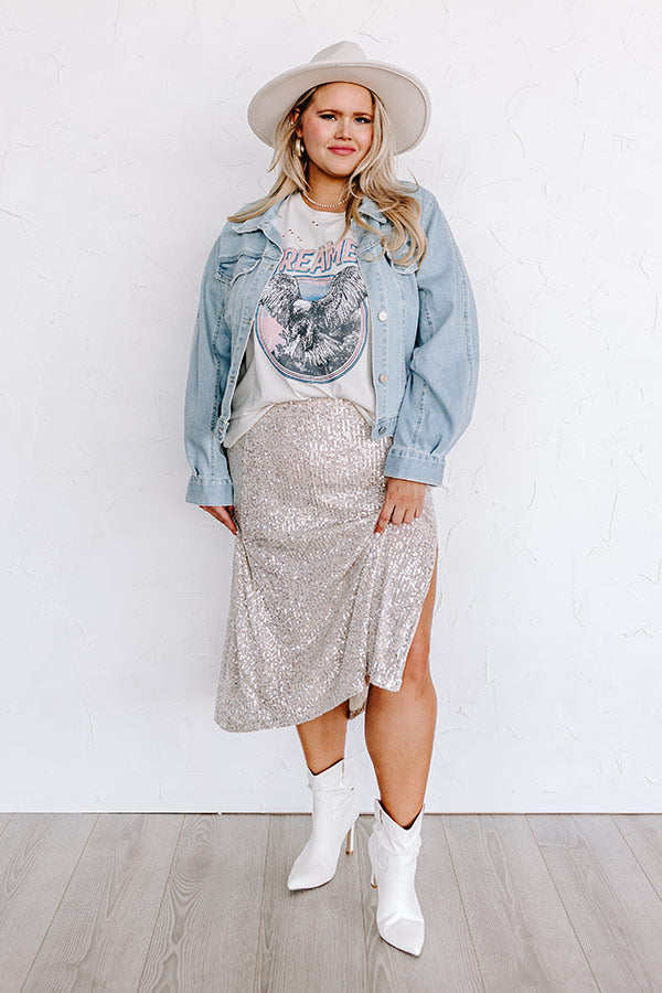 Twinkle Lights Sequin Skirt In Champagne Curves Image - 1