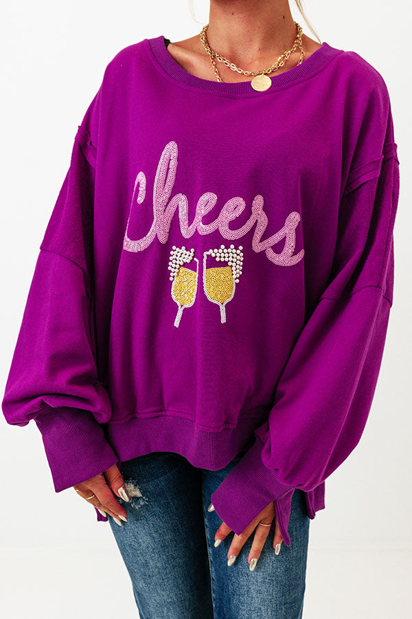 Cheers Embellished Sweatshirt In Orchid Image - 5