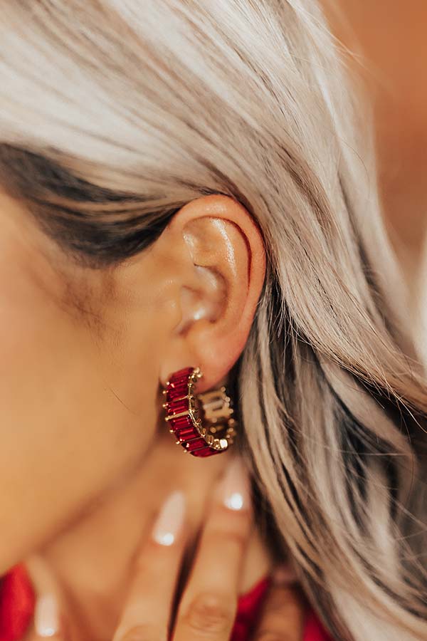 Vineyard Holiday Hoop Earrings in Red Image - 1