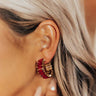 Vineyard Holiday Hoop Earrings in Red Image - 1