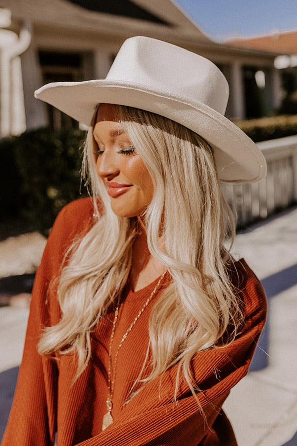 Winter Ridge Faux Suede Cowboy Hat In Ivory Image - 1