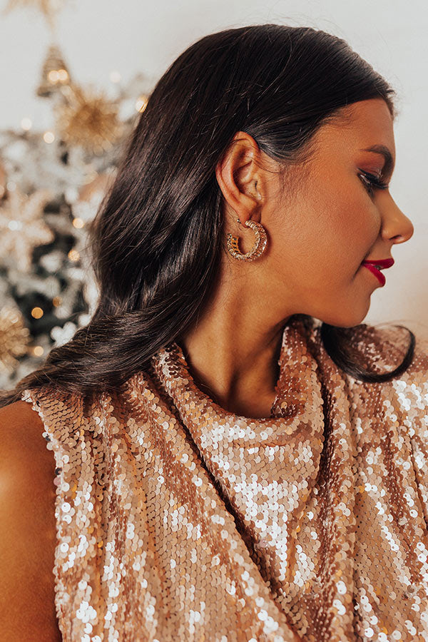 Vineyard Holiday Hoop Earrings in Champagne Image - 2