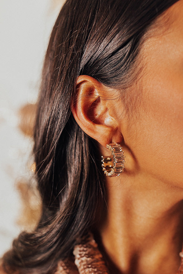 Vineyard Holiday Hoop Earrings in Champagne Image - 3