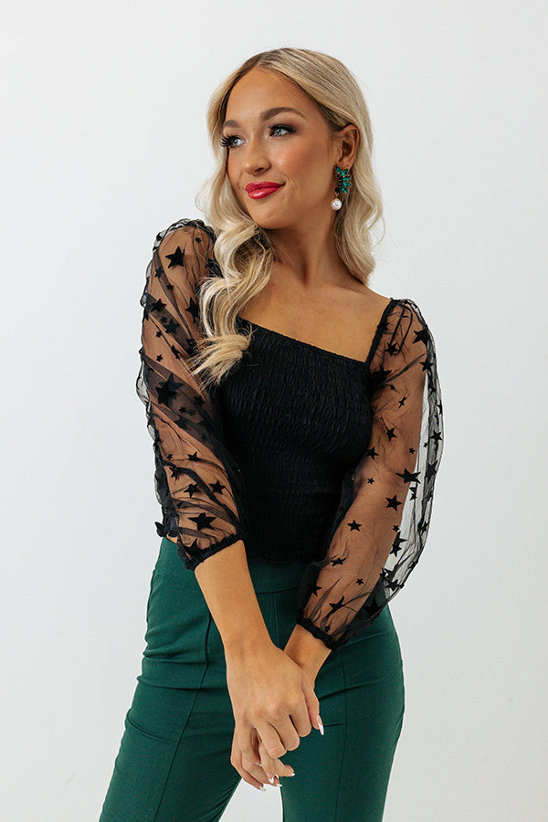 Watch The Stars Smocked Top In Black Image - 1