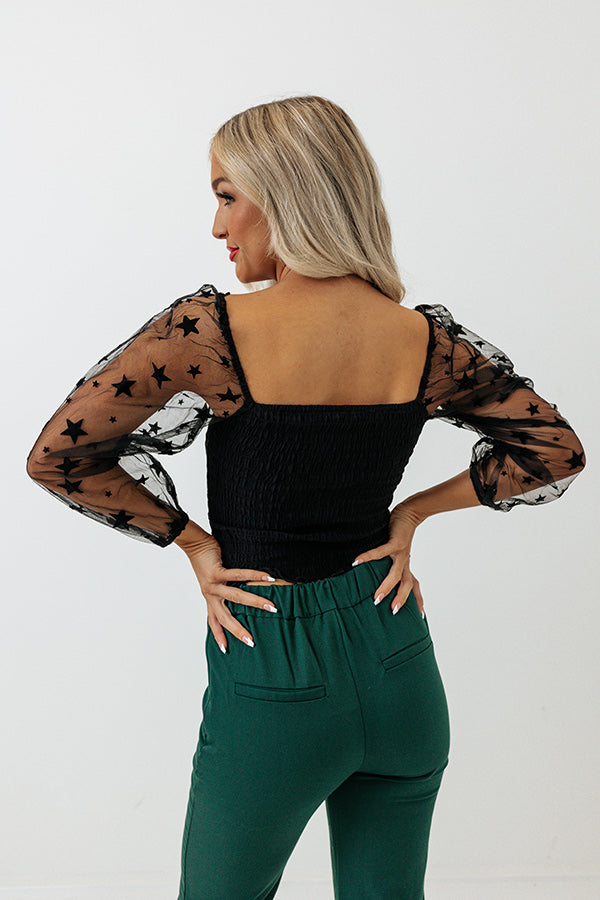 Watch The Stars Smocked Top In Black Image - 4
