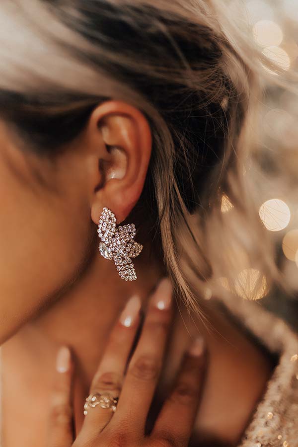 Away For The Winter Rhinestone Earrings in Gold Image - 3