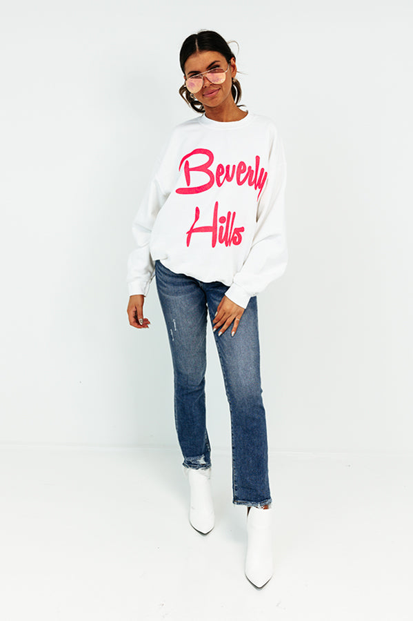 Beverly Hills Graphic Sweatshirt in White Image - 2