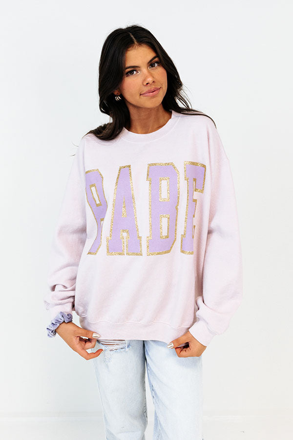 Call Me Babe Graphic Sweatshirt In Dusty Purple Image - 3