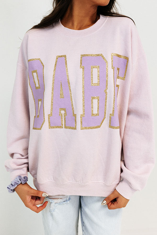 Call Me Babe Graphic Sweatshirt In Dusty Purple Image - 5