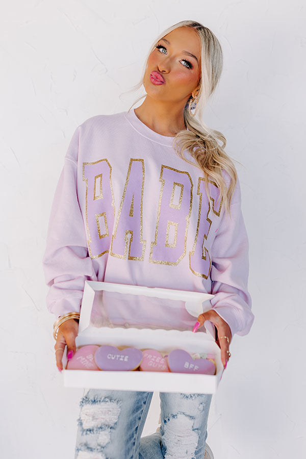 Call Me Babe Graphic Sweatshirt In Dusty Purple Image - 1