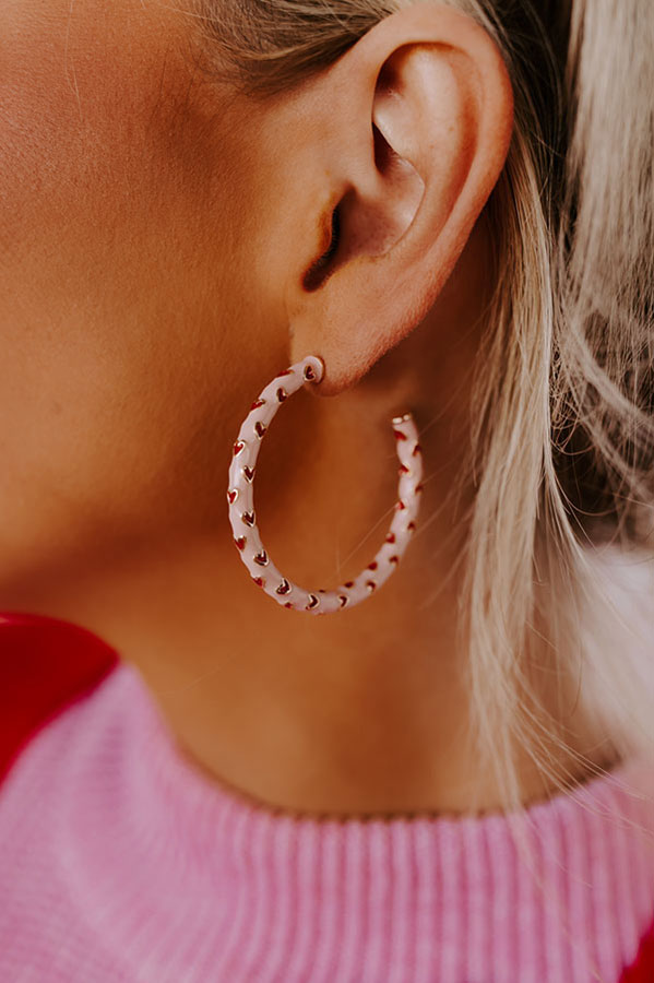 Feeling Flirty Hoop Earrings In Light Pink Image - 2