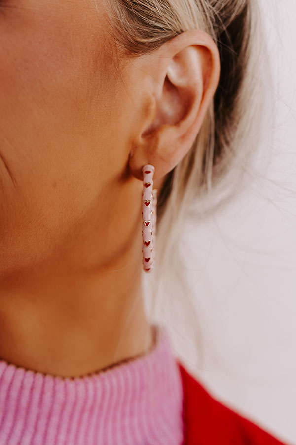 Feeling Flirty Hoop Earrings In Light Pink Image - 4