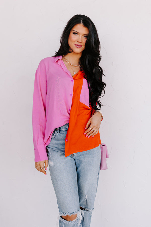 Happy Attitude Color Block Top Image - 1