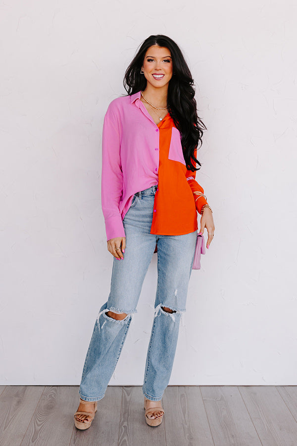 Happy Attitude Color Block Top Image - 1