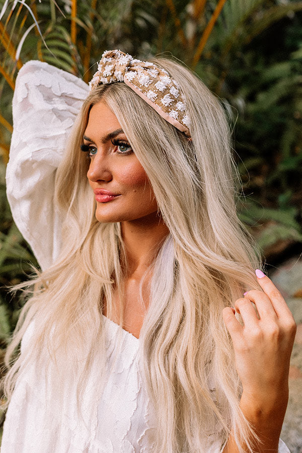 Tropical Waters Raffia Headband In White