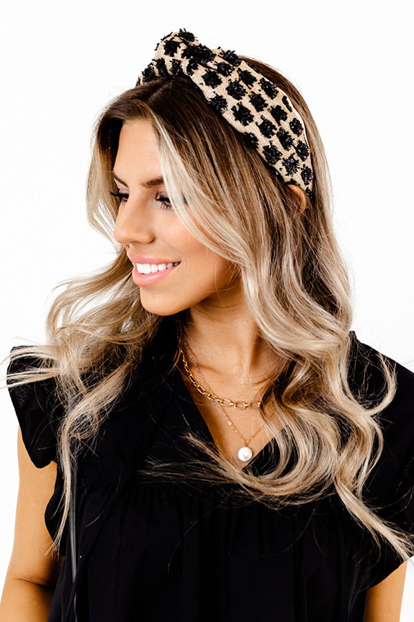 Tropical Waters Raffia Headband In Black