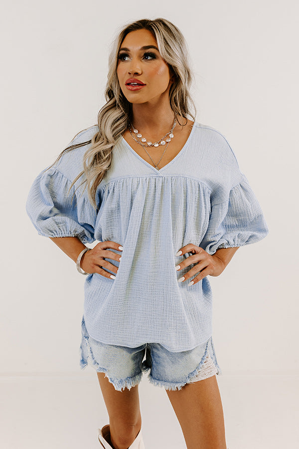 Pause And Reflect Babydoll Top In Airy Blue Image - 2