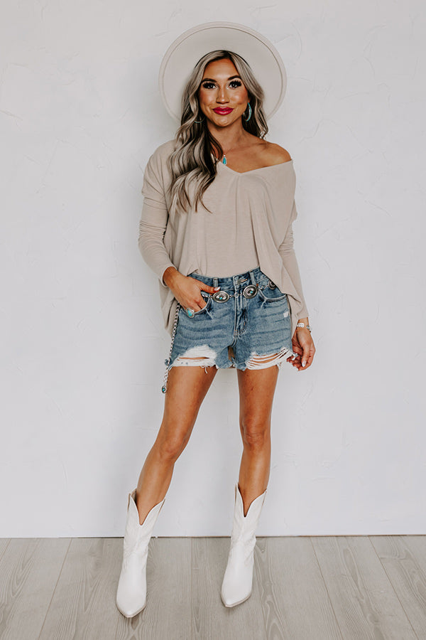 Closer To Home Shift Top in Taupe Image - 2