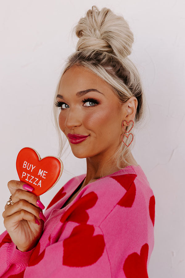 Heart On The Line Earrings in Red