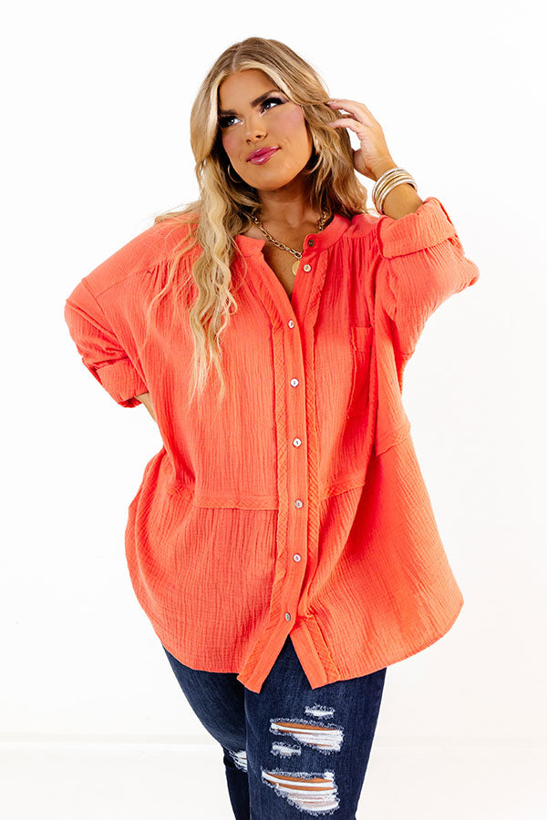 Sunny Forecast Tunic In Bright Coral Curves Image - 1