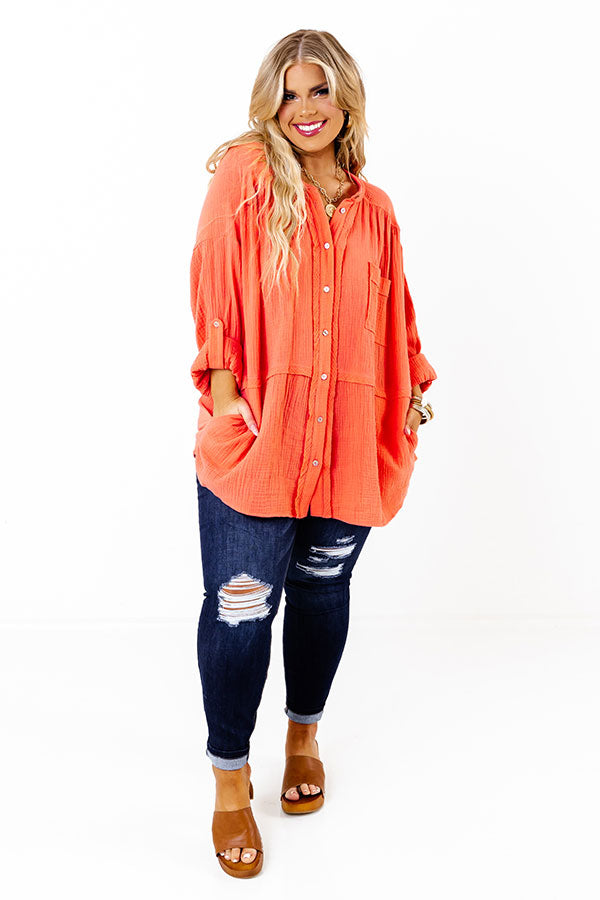 Sunny Forecast Tunic In Bright Coral Curves Image - 2