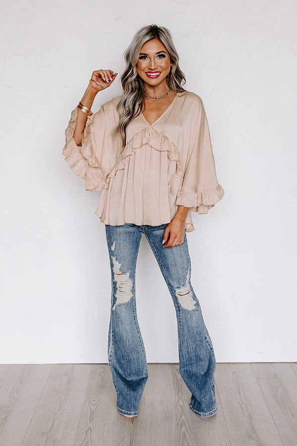 Claim To Love Ruffle Top in Beige Image - 2