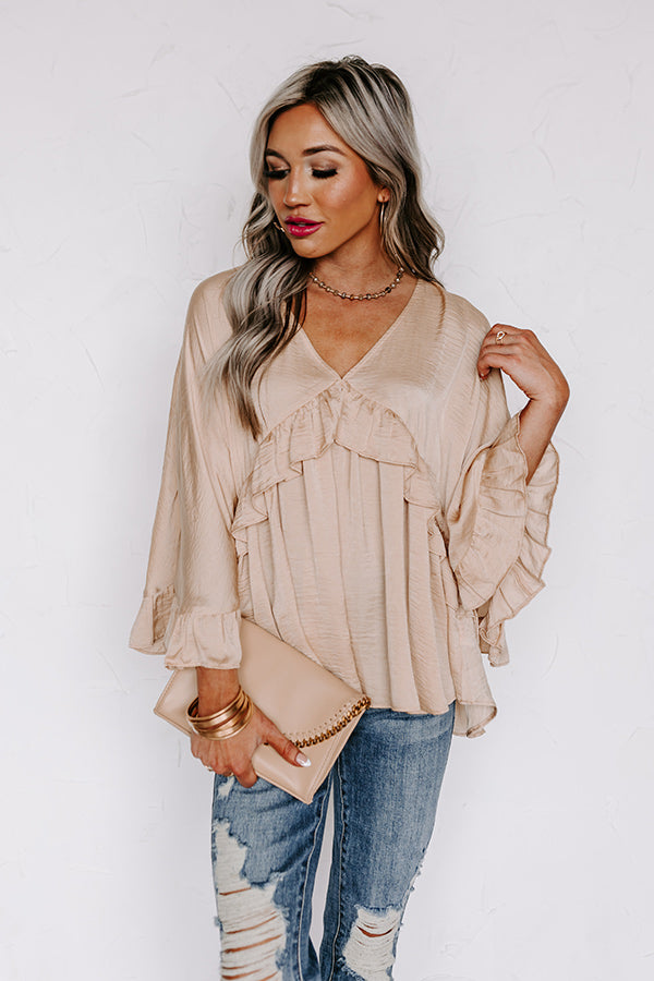Claim To Love Ruffle Top in Beige Image - 1