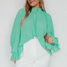 Tea Party Vibes Pleated Top in Ocean Wave Curves Image - 1