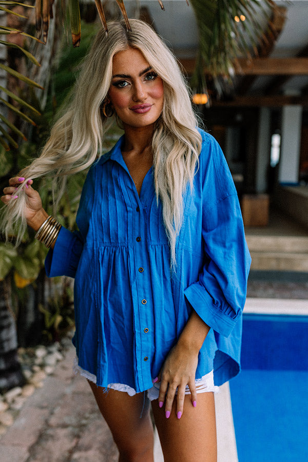 Seven Seas Button Up Top in Ocean Blue Image - 5