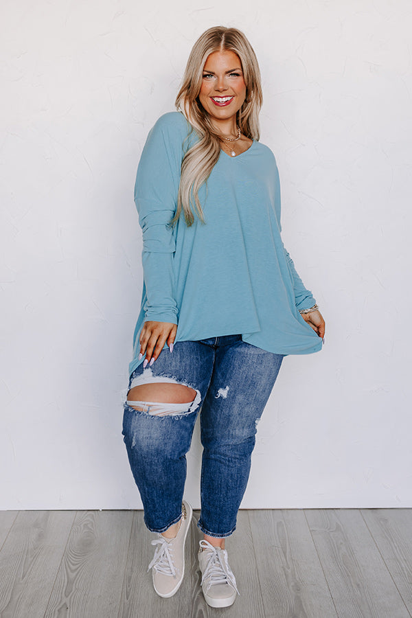 Closer To Home Shift Top in Light Turquoise Curves Image - 2