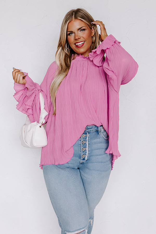 Tea Party Vibes Pleated Top in Blush Curves Image - 1
