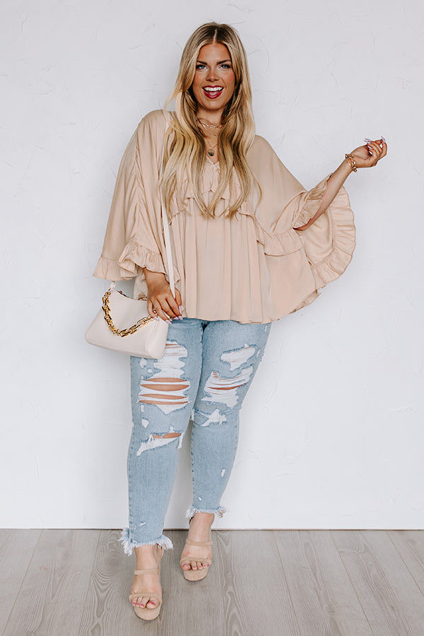 Claim To Love Ruffle Top in Beige Curves Image - 2