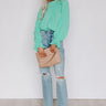 Tea Party Vibes Pleated Top in Ocean Wave Image - 1