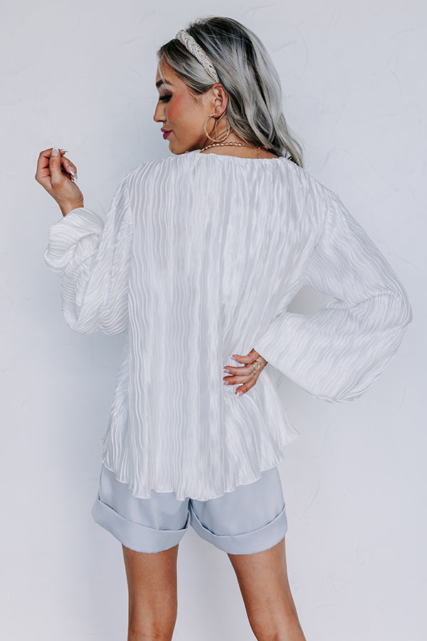 Posh Days Pleated Shift Top in White Image - 3