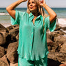 Tour The Town Pleated Top In Turquoise Curves Image - 1