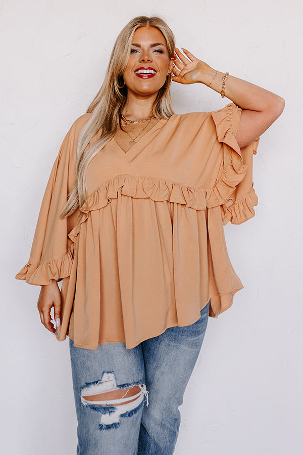 Time To Dance Ruffle Top In Camel Curves Image - 1