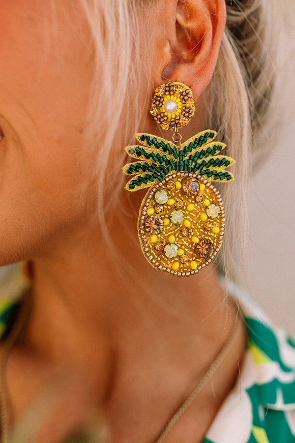 Pineapples In Paradise Beaded Earrings Image - 2
