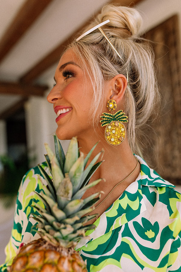 Pineapples In Paradise Beaded Earrings Image - 1