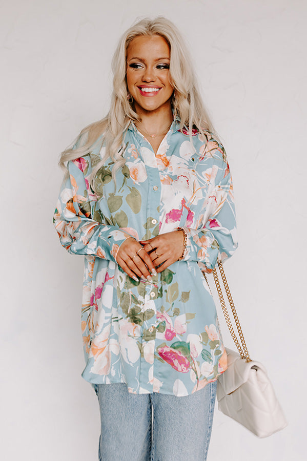 Mind On Malibu Button Up In Sky Blue Image - 2