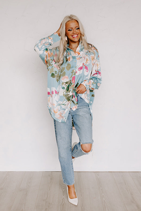 Mind On Malibu Button Up In Sky Blue Image - 1