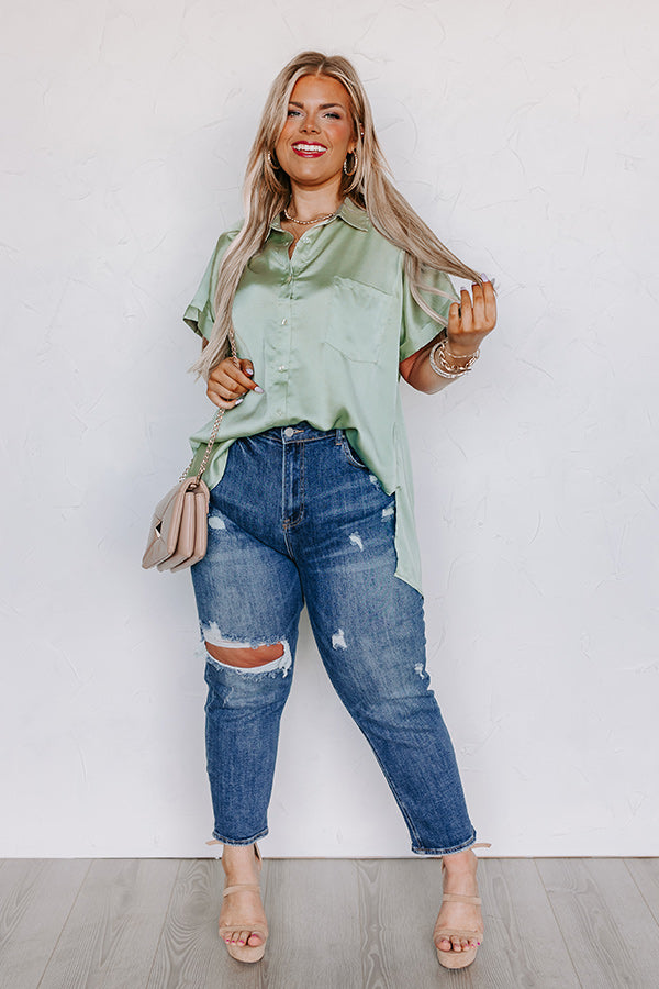 Lifelong Memories Button Up In Sage Curves Image - 2